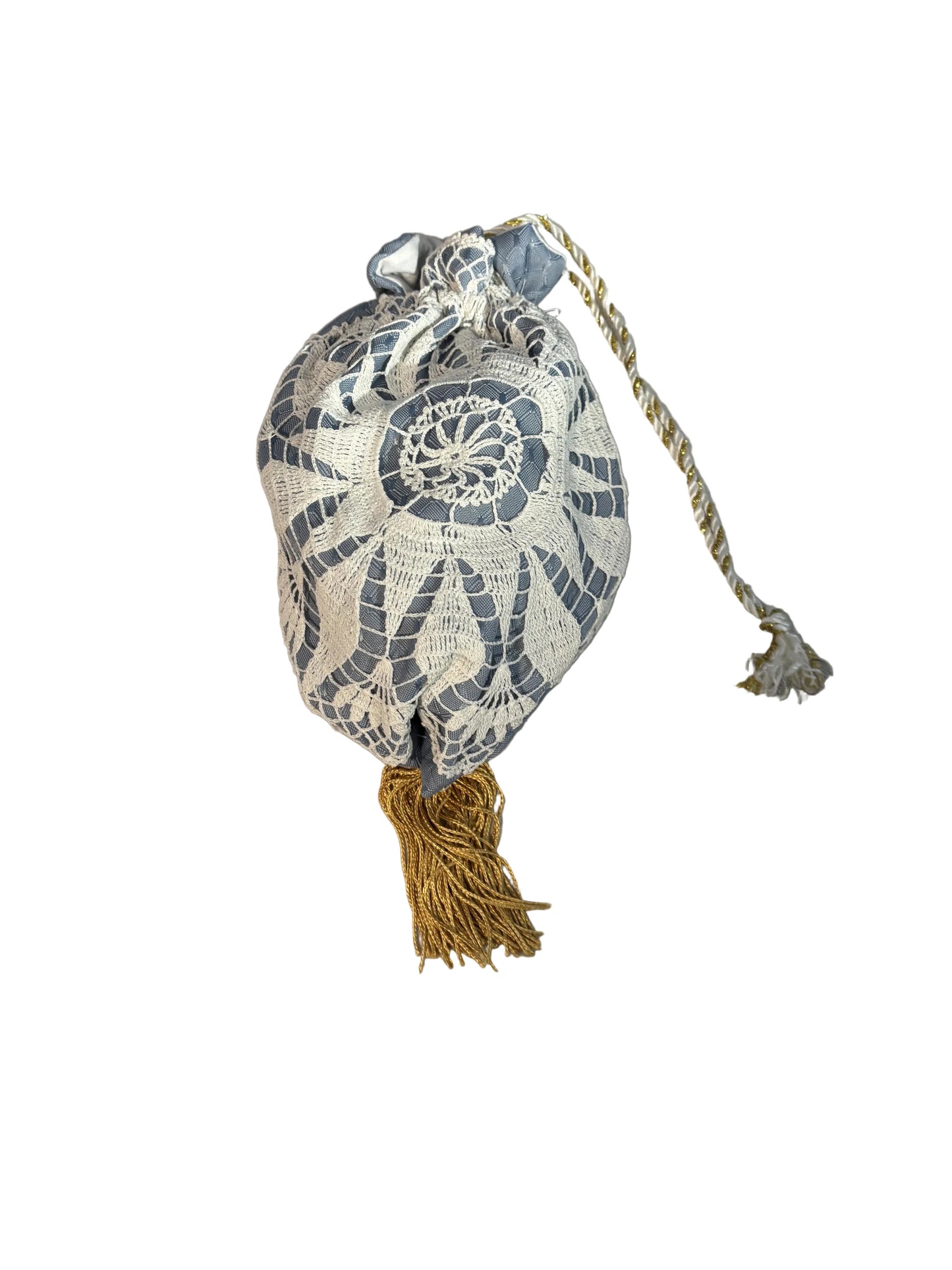 Dusty Blue and White Reticule Purse