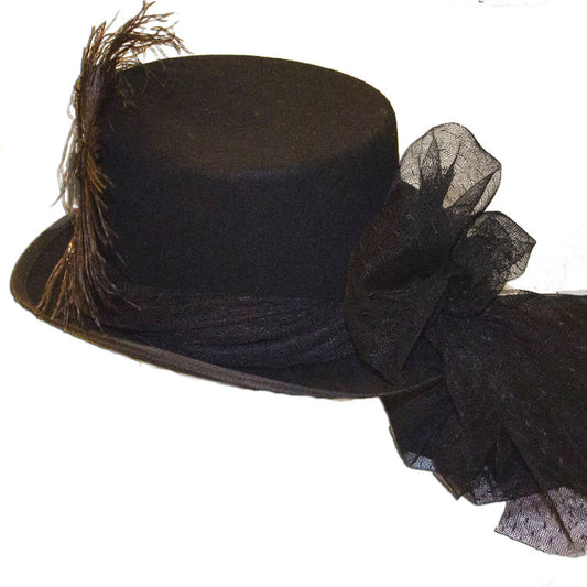 Austentation Regency Victorian Top Hat Riding Hat with Ostrich feathers