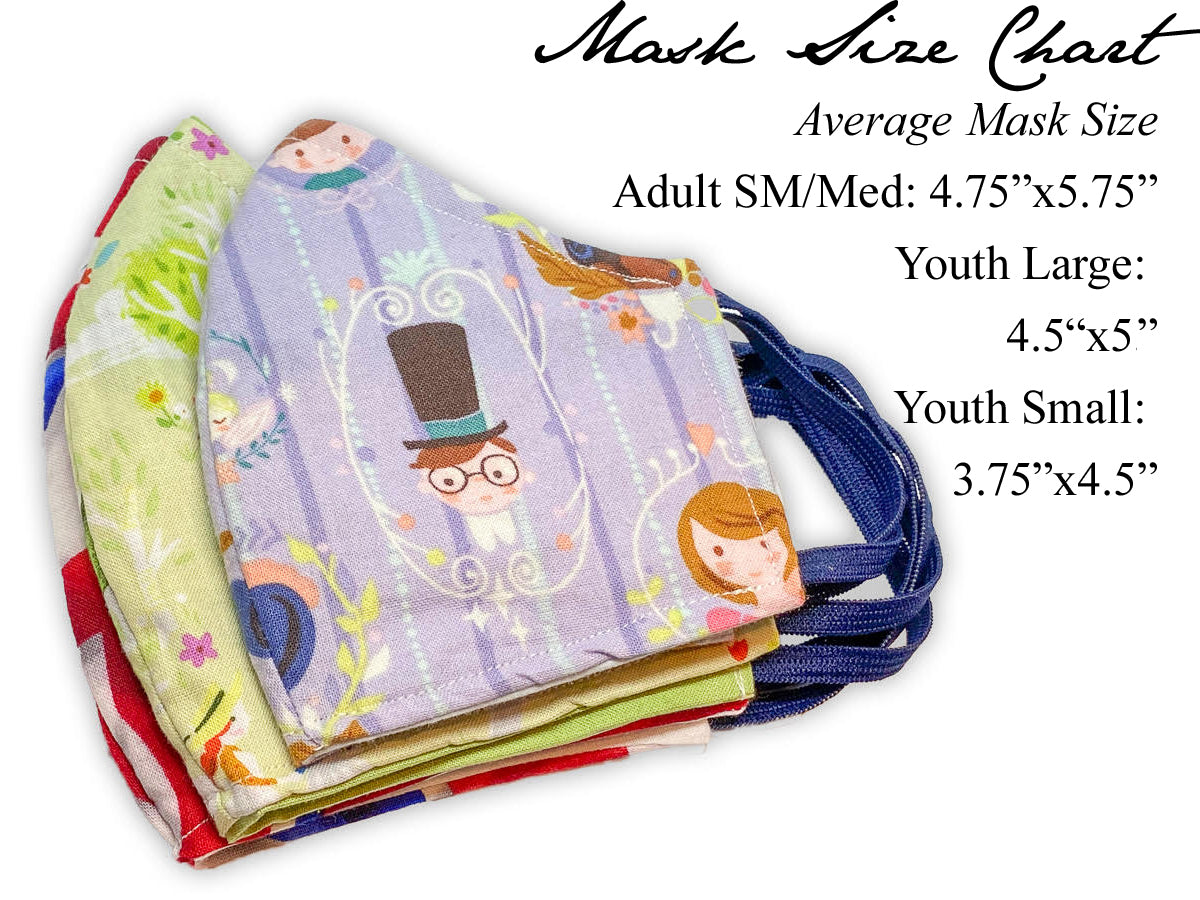 3 Layer Reuseable Cotton Covid Face Mask Covering: Pemberley