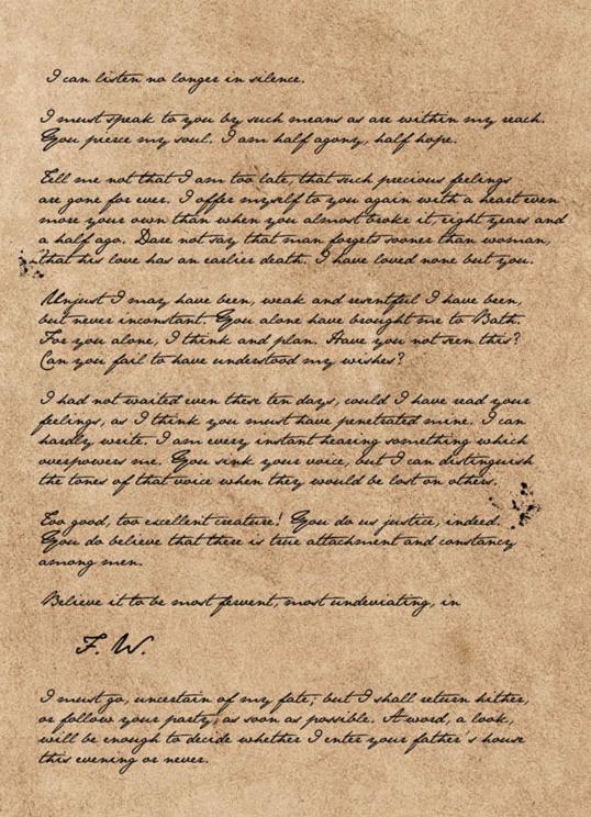 Austentation free download jane austen Persuasion wall art Captain Wentworth's letter half agony half hope 