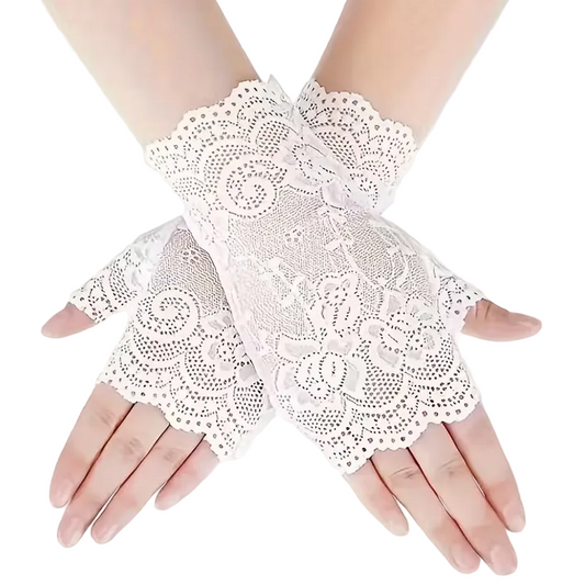 White Lace Half Mitt Gloves